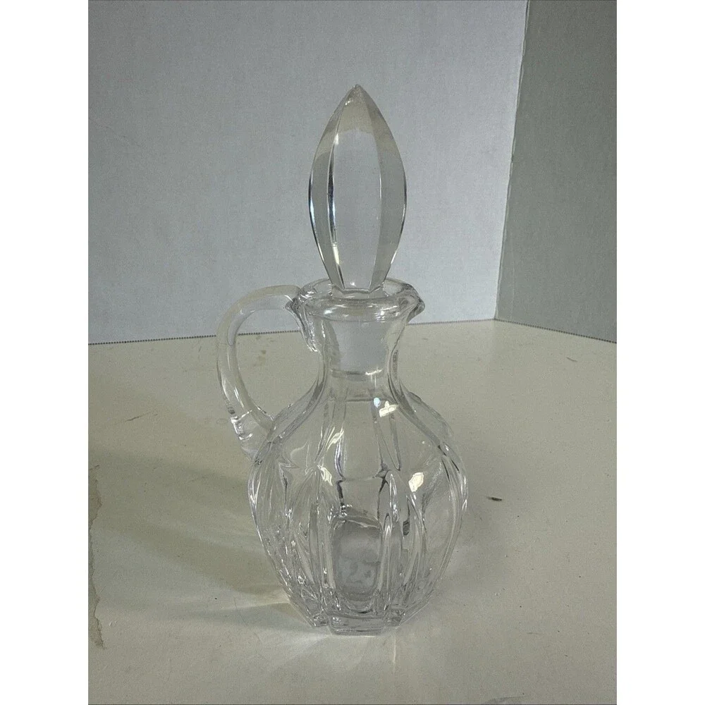 Crystal Cruet with Faceted Stopper - Oil or Vinegar